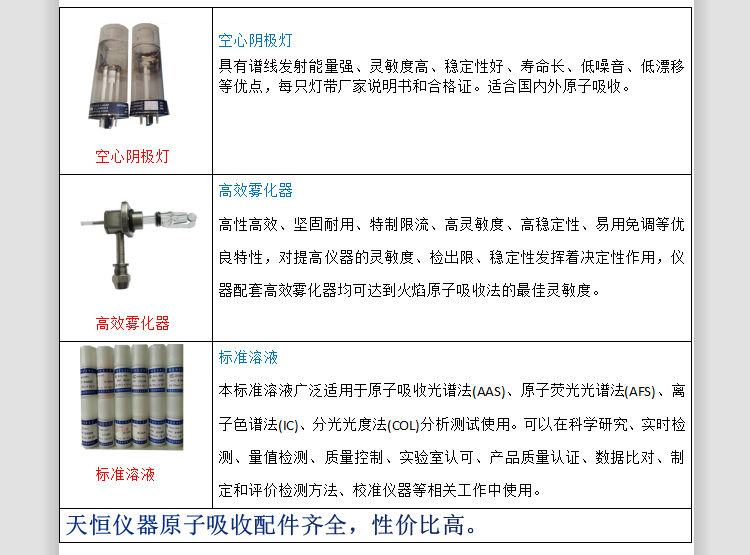 原子吸收常用配件 原子吸收常用配件